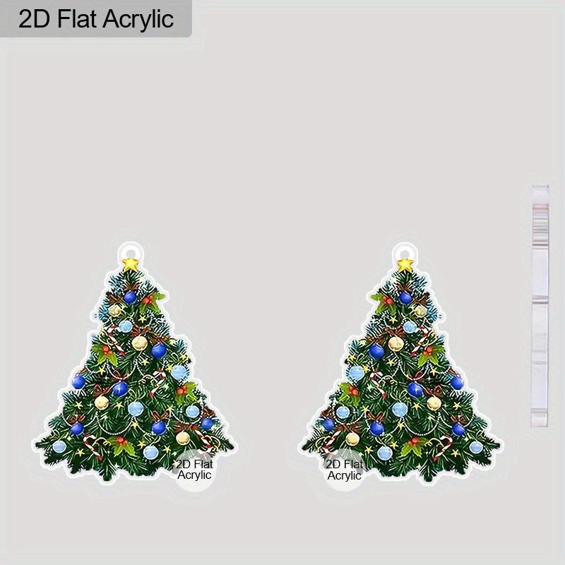 2D Flat Christmas Tree Earrings Acrylic Christmas Holiday Earrings Colourful Christmas Tree Drop Dangle Earrings for Christmas Jewelry Gifts for Women