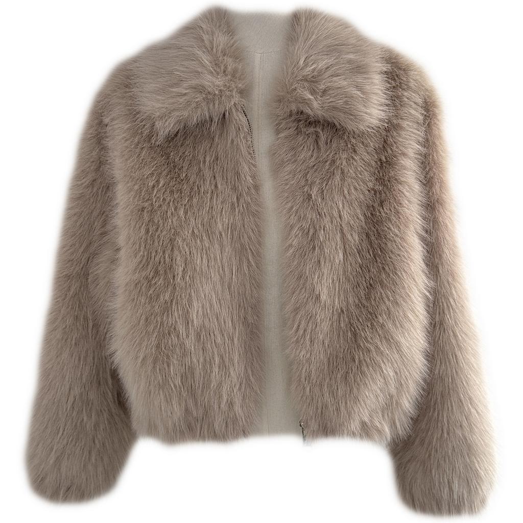 Новое женское меховое пальто с короткими лацканами, широкое повседневное модное плюшевое пальто