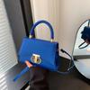 Solid Color Lock Temperament Shoulder Messenger Bag 2024 This Year Popular Korean Version Simple Foreign Style Small Square Bag Women's Bag Casual