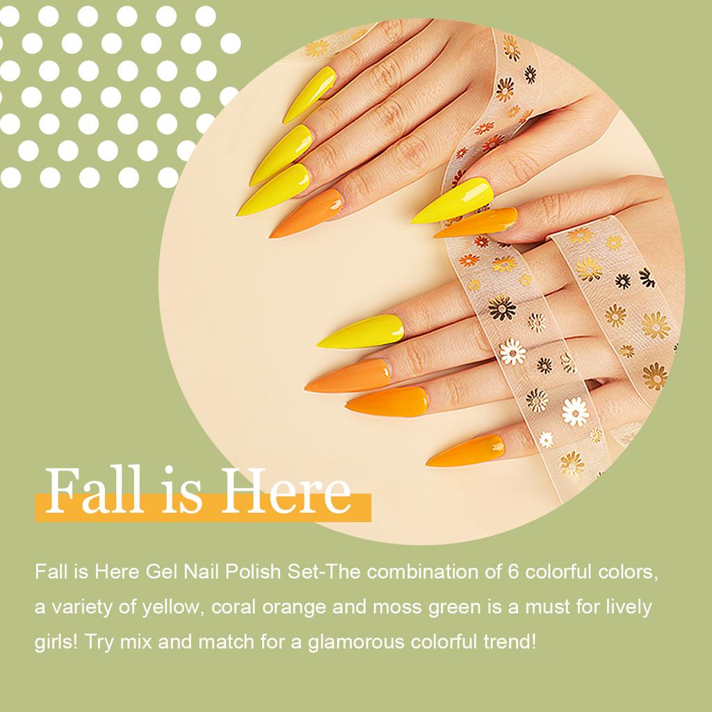 MAYJAM 6 шт., осенне-зимний набор гель-лаков для ногтей, замачиваемый УФ-лампа для ногтей, желтый, оранжевый, коричневый, серый гель-лак для выходного дня, гель-лак для ногтей, маникюрный набор