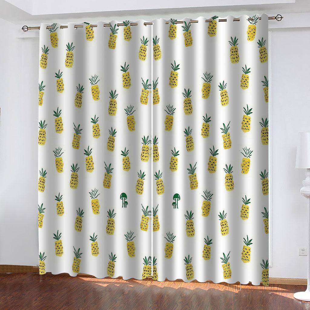 Aesthetic Room Decoration 3D Fruit Prints Patterns Window Curtain Living Room Decorative Blackout Curtains for The Bedroom