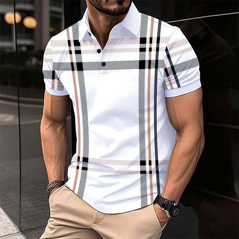 Summer New High Quality 2025 Amazon Cross Border Men's Digital Printed Short Sleeve Button Casual Polo Shirt