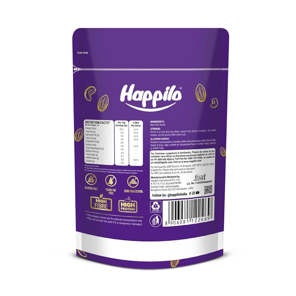 Семена льна (250 г), Premium 100% Pure Flax Seeds, Happilo