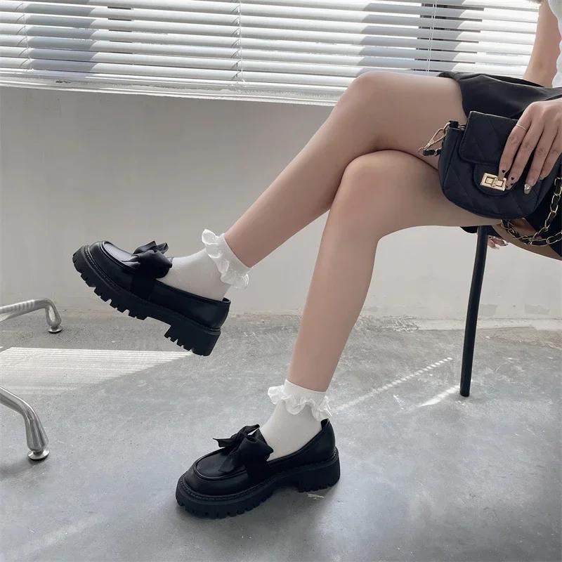 Женская обувь, кожаная обувь с бантом, новые женские весенние лоферы на толстом каблуке, женская модная повседневная удобная рабочая обувь Zapatos