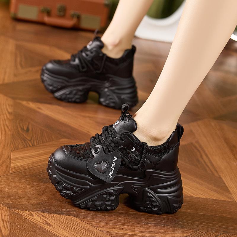 Платформенные кроссовки «папины кроссовки» женские весна 2025 новая мода универсальные сетчатые спортивные повседневные туфли увеличивающие рост женские туфли 10 см