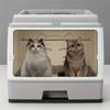 Прочный полипропиленовый кошачий туалет - Очень большой 50.01x40.01 см Выдвижной Герметичный Защита от брызг Защита от запаха Прозрачный Товары для питомцев
