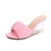 Summer Sexy Water Crystal 8cm Transparent High Heels Glass Wedge Patent Leather Slippers LFD-1098-71