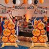 2 Pack Giant Self Standing Basketball Foil Balloons 3.5 ft with Field Base for Birthday Themed Party Decoration Sports Supplies Decor (Basketball Pile