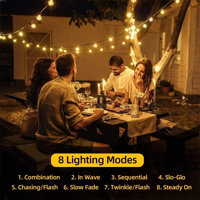 Updated Solar String Lights Outdoor Waterproof 60LED 8 Modes Crystal Globe Christmas Lights for Garden Lawn Porch Decor Camping