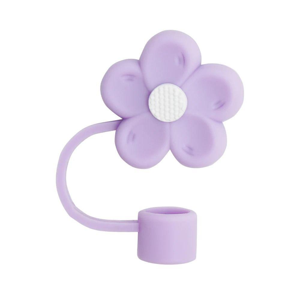 Soft Silicone Straw Covers Dust-Proof Flower Straw Toppers Creative Drinking Dust Cap for Tumblers