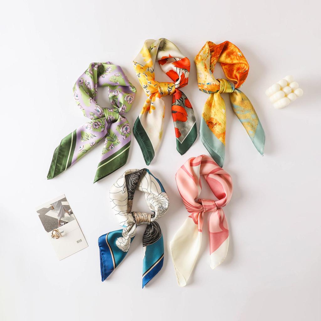 70cm Korean-Style Silk Square Scarf: Fashionable, Versatile Neck Protection and Decorative Accessory