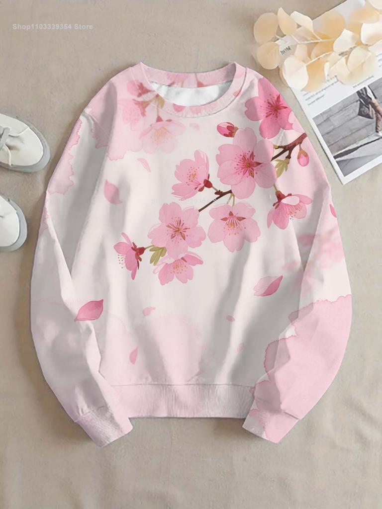 Fashion Flower Women round-neck sweatshirt 3D Print Y2k Streetwear Autumn Sweatshirts Oversized Pullovers Woman Clothing Tops
