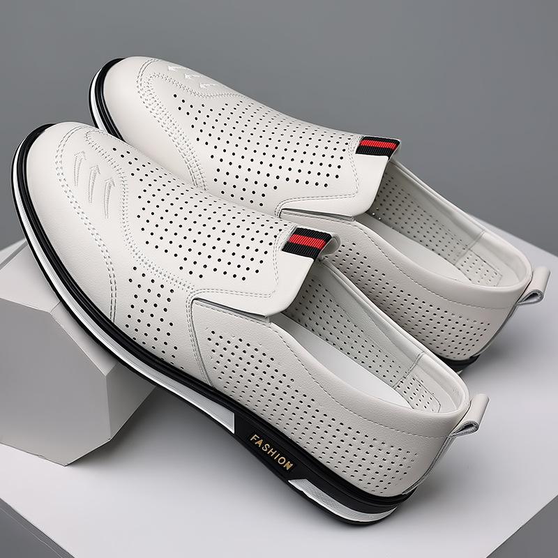 Мода 2024 Весна Осень Мягкая Подошва Мужская Повседневная Обувь Белые Модные Лоферы Деловые Официальные Кожаные Туфли Дышащие Кроссовки для Мужчин