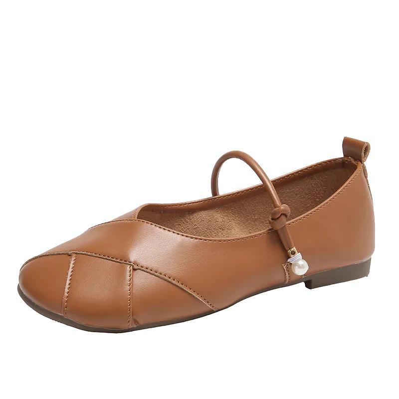 2024 Лидер продаж однотонные женские туфли на плоской подошве с квадратным носком, новые мокасины, летние туфли Мэри Джейн, туфли на плоской подошве для женщин