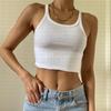European and American Summer Casual Sports White Sleeveless Ribbed Vest for Women