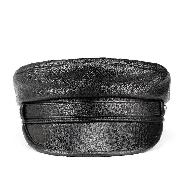 Весенне-осенняя кожаная мужская шляпа из овчины, корейская версия модной мотоциклетной кепки для людей среднего и пожилого возраста, женская шляпа с плоским верхом