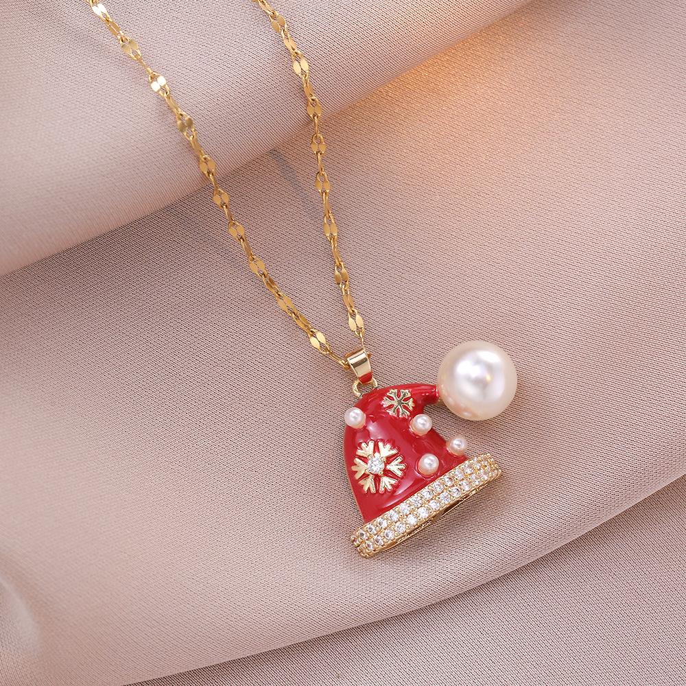 Christmas Tree Bell Pendant Necklace for Women 2024 Fashion Jewelry