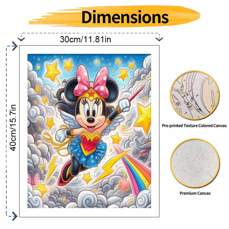 Disney Набор для рисования Wonder Minnie Paint Art, Декор для стены дома, Ручной работы, Подарок, DIY Картина на холсте для декора гостиной, Набор настенного искусства