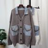 Autumn and Winter New Splicing Denim Knitted Cardigan Design Sense Loose Casual Sweater Jacket Women