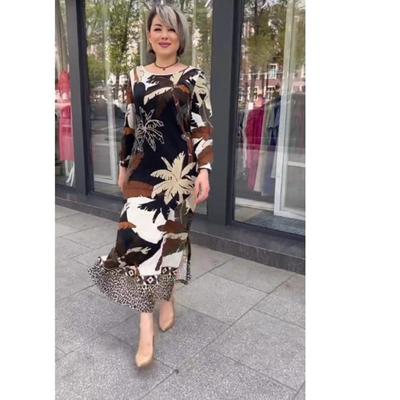 2023 Элегантное платье большого размера с круглым вырезом - Весна/Осень Европейский и Американский стиль