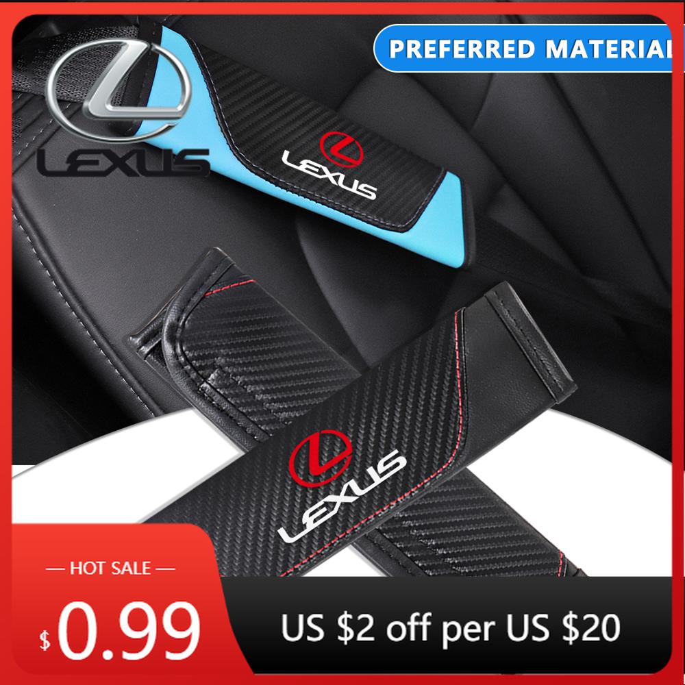 Interior Stickers 2Pcs Leather Car Cotton Seat Belt Pads Safety Shoulder Mat Accessories For Lexus LS LC IS350 ES300h ES300 IS25