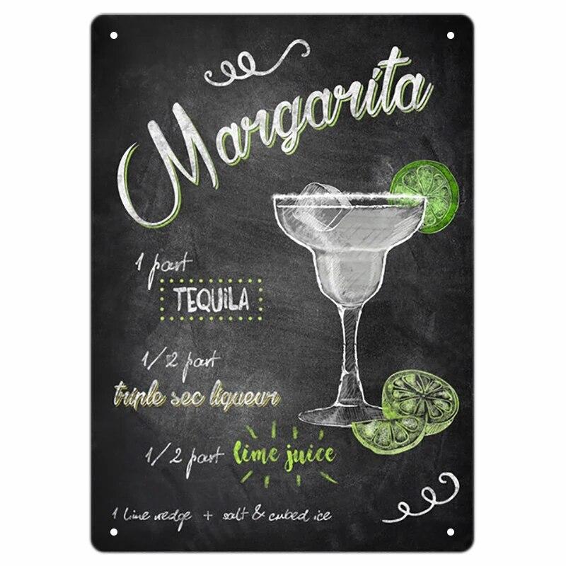 Vintage Bloody Mary Poster Tin Sign Retro Whiskey Sour Cocktail Metal Plaque Tiki Bar Pub Kitchen Home Decor