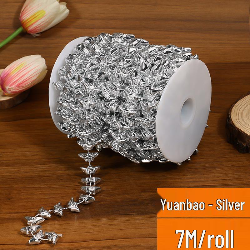 Gold & Silver Electroplated Bead String for DIY Christmas Tree Decorations