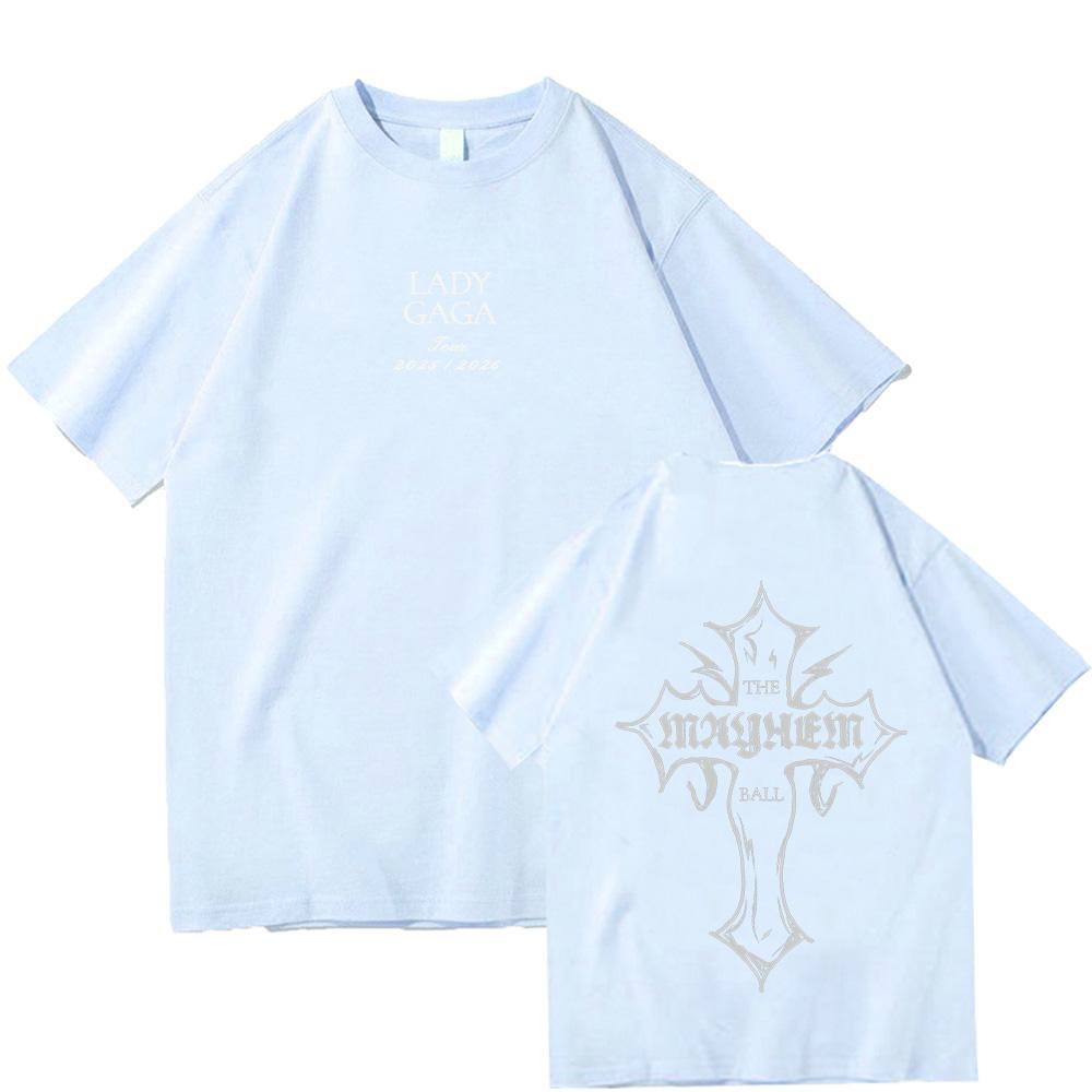 Футболка Lady Gaga MAYHEM с перекрестным вырезом, модные графические футболки для мужчин и женщин, хлопок, высококачественная одежда, уличный топ для активного отдыха