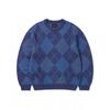 Синий вязаный свитер с узором аргайл из мохера