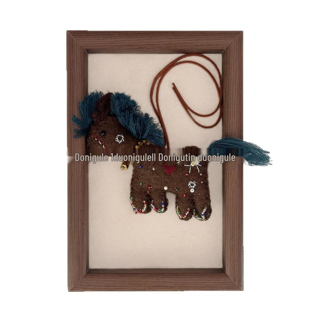 Непал Ручная работа Шерстяной войлок Пони Кисточка Сумка Брелок-брелок Украшение