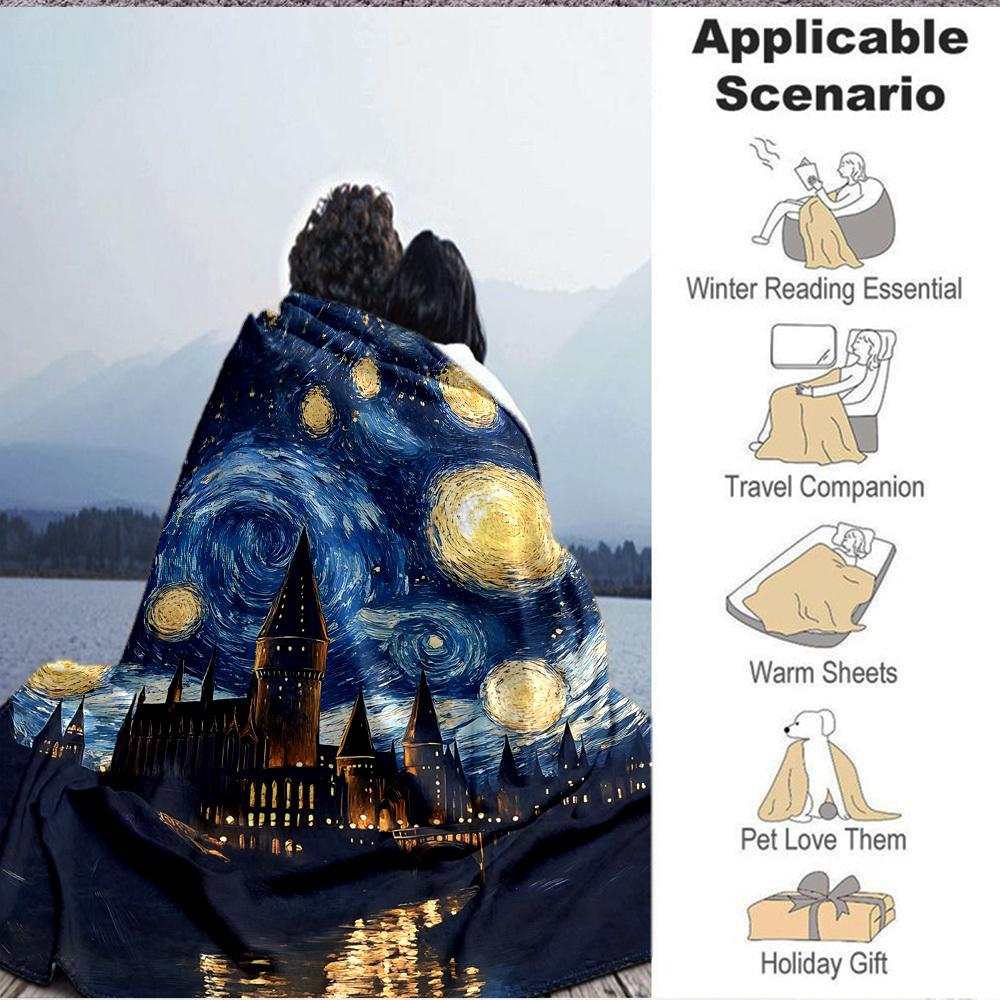1pc Starry Night Blanket Warm, Cozy, And Soft, Suitable for Sofas, Beds, Cars, And Office Use.Perfect for Camping And Travel, Making It a Great Gift f