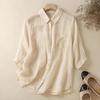 Cotton Linen Shirt Women's Summer Fashion Western-style Top High-end Temperament Small Shirt Seven Quarter Sleeved Shirt