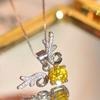 Huitan Cute Shiny Animal Elk Pendant Necklace With Yellow/white CZ For Women Wedding Party Daily Romantic Delicate Accessories