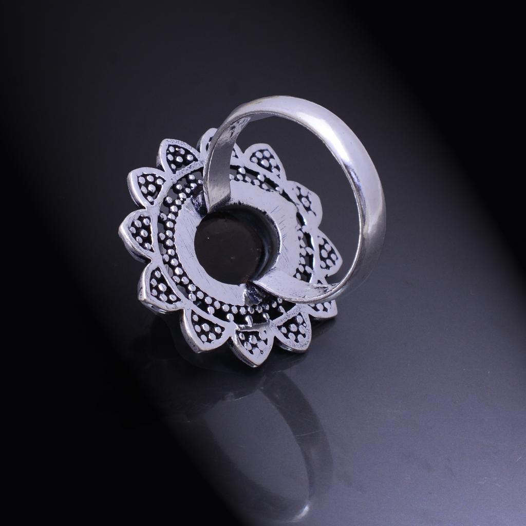 Натуральный Дымчатый Кварц Драгоценный Камень Ручной Работы Кольцо из Стерлингового Серебра 925 пробы Размер 11.75 C5L02