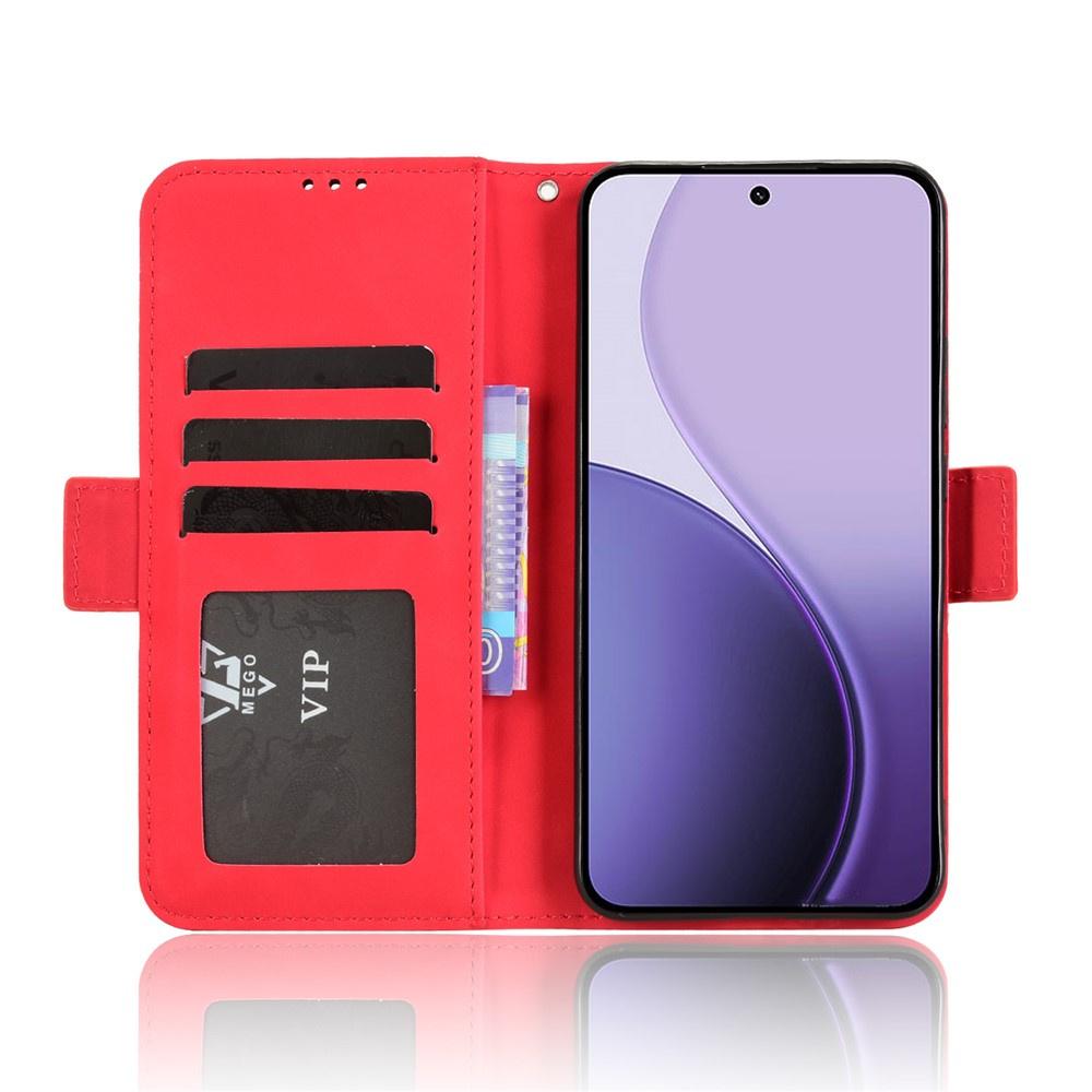 Flip Case for Oppo Reno 14, Card Slot, Red