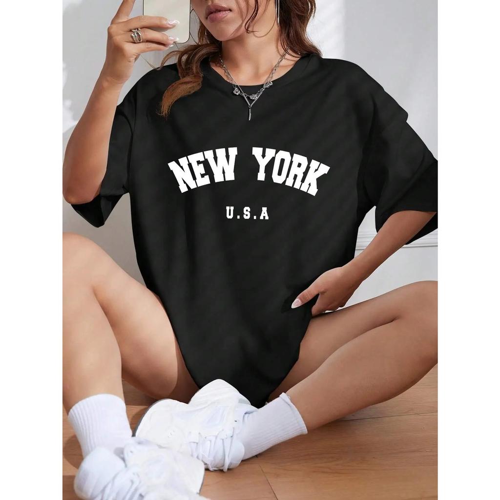 U.S.A New York USA City Street Printed Women T Shirts Breathable Summer T-Shirt Fashion Tees Clothing O-Neck  Short Sleeve
