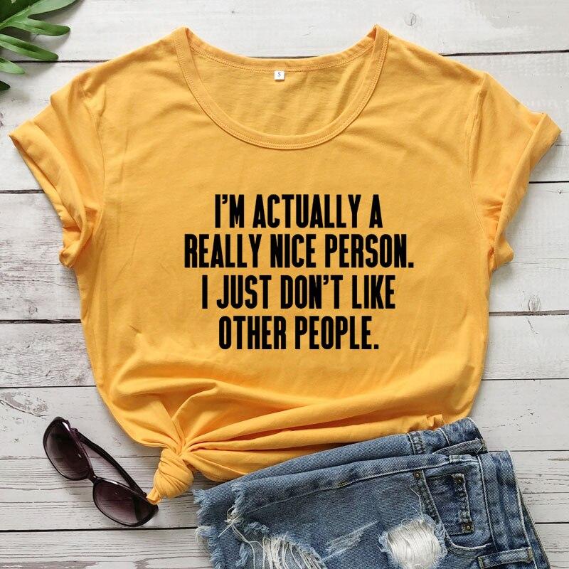 Футболка «Я на самом деле очень хороший человек», повседневная футболка унисекс с коротким рукавом и надписью, забавная женская хипстерская футболка в стиле гранж