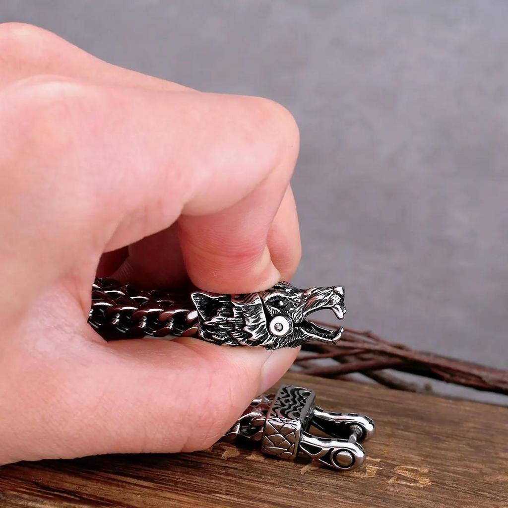 Новый стильный браслет с изображением головы волка в стиле викингов, модный рок-браслет для мальчиков и девочек, аксессуары, очаровательные ювелирные изделия из нержавеющей стали, подарок