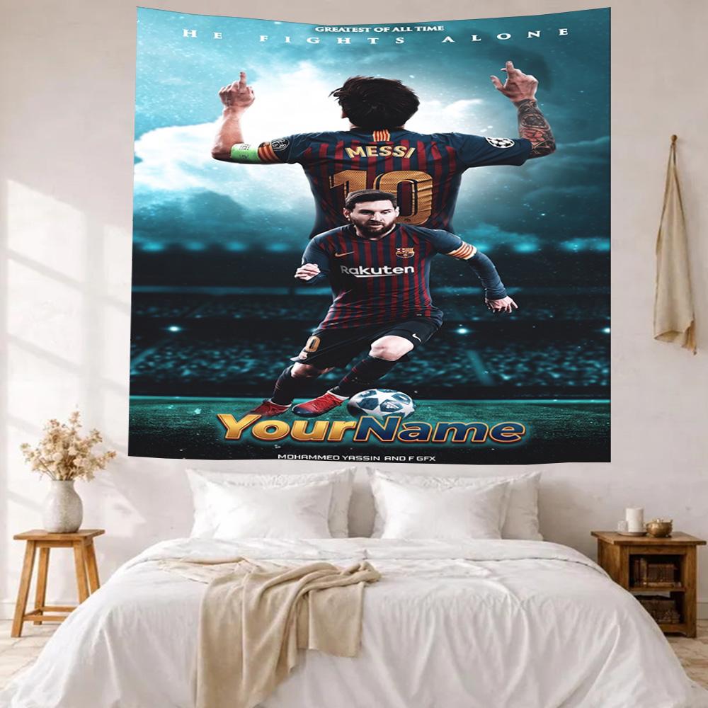 Messi Custom Your Name Wall Decor Tapestry Art For Pet Memorial Birthdaywedding Party Backdrop Family Gift