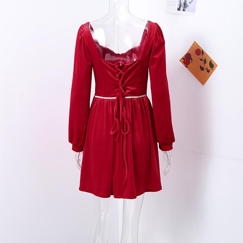 Sexy Velvet Strapless Short Party Dress Women Off Shoulder Long Sleeve Autumn Lady Christmas Evening Bandage Dresses