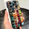Набор акварели Палитра красок Мягкий чехол для телефона для iPhone 16 16E 17 Air 15 Pro Max 14 Plus 13 Mini 11 12 7 Черная задняя крышка
