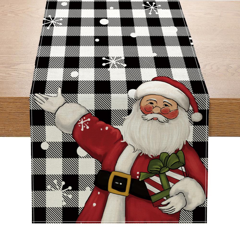 Рождественский печатный настольный флаг, украшение для дома, маленькая скатерть, льняная маленькая скатерть