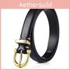 Solid Color Gold Buckle Decoration Women Casual Slim Waist Belt For Stylish Work And Leisure Outfits