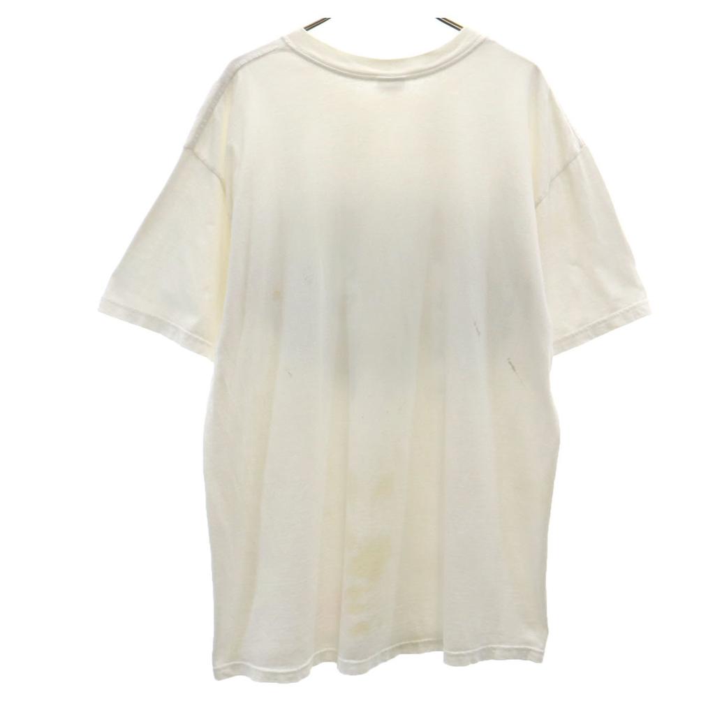 Anvil 90s Old Animal Print Short Sleeve T-shirt White Men's Used