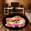 1PC Pomeranian Heart Cute Round Chair mat Area Rug - Non-Slip, Floor Mat for Office, Bedroom, home decor Christmas Gift c0528107