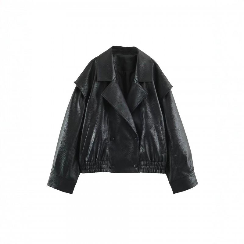 Womens Faux Leather Pilot Jacket Casual Fashion Outerwear