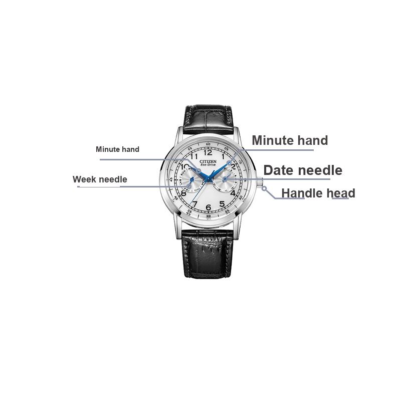 Citizen Мужские часы AO9000-06B Eco-Drive Кварцевые Водонепроницаемость 30 метров Кожаный ремешок Белый