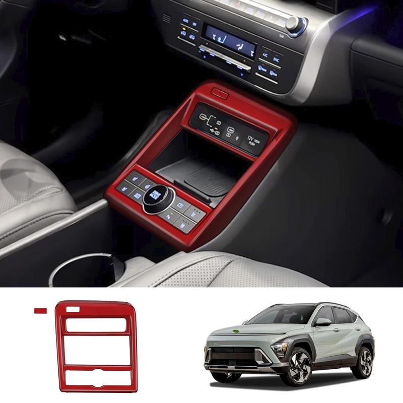 For Hyundai KONA 2024 2025 ABS Red interior Accessorie Car center console Gear Shift Panel drive terrain seat adjustment Cover