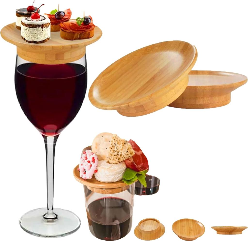 Топпер для мясных закусок из бокала для вина, Топпер для мясной закуски в бокале, Бамбуковый топпер для бокала для вина, Тарелки для закусок из бокала для вина