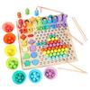 Children'S Wooden 13-In-1 Clip Beads Fishing Logarithmic Board Multifunctional Shape Digital Cognition Early Education Educational Toys